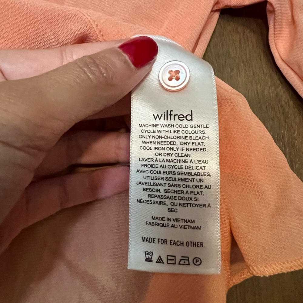 Wilfred Peach Fitted Crop Button Down Shirt - Picture 3 of 4
